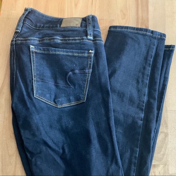 American Eagle Dark Blue Wash Super Stretch Skinny Jeans - Picture 3 of 9